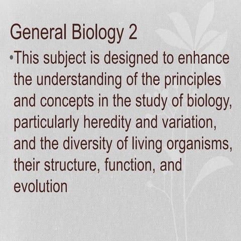General biology 2  Organismal Biology