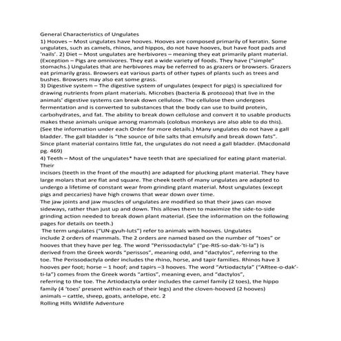 General characteristics of ungulates
