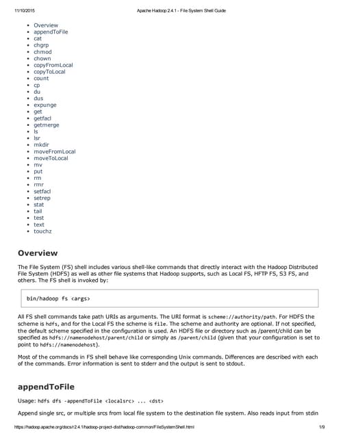 General apache  command for hadoop  