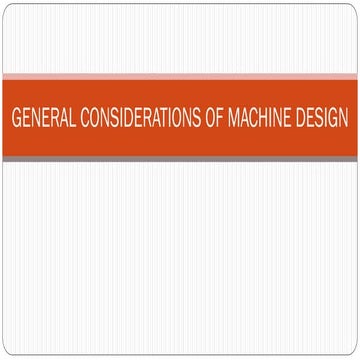 General considerations of MAchine Design