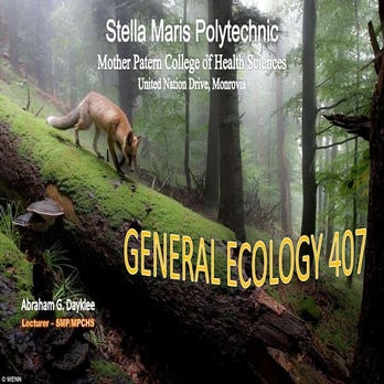 General Ecology 407 Outline