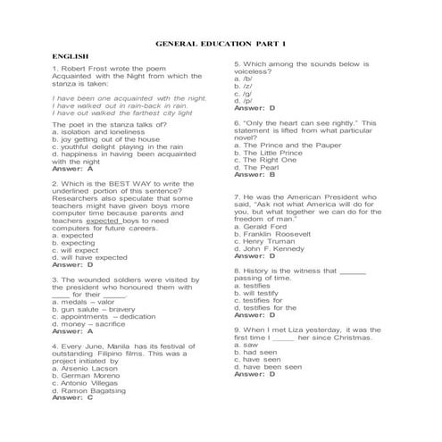 Let General Education reviewer | PDF