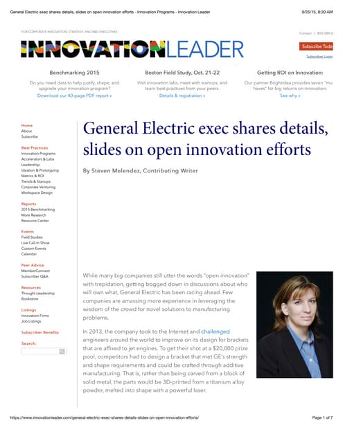 A Peek Into GE's Open Innovation Approach