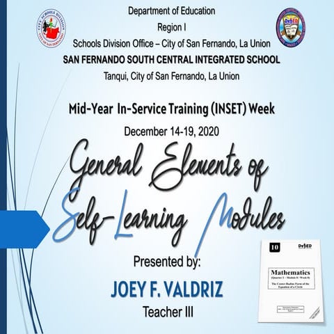 General Elements of Self-Learning Modules | PDF | Educational ...