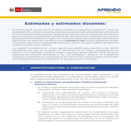 ORIENTACIONES A DOCENTES EN EL CONTEXTO DE LA EMERGENCIA SANITARIA