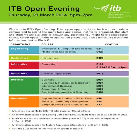 Open Evening 27th March 2014