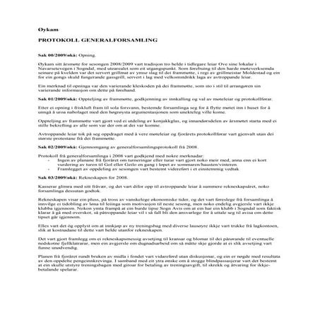 Generalforsamlingsprotokoll 2009