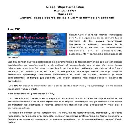 Generalidades acerca de las ti cs y la formación docente