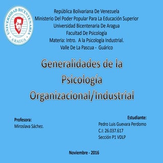 Generalidades de la Psicología Indu...