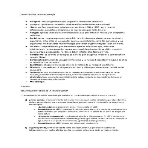 ciencias medicas, Generalidades de Microbiología