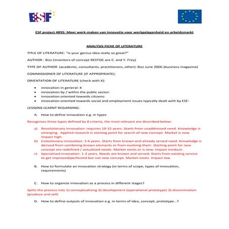 Attachement 4: General innovation