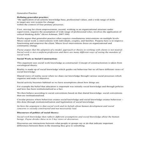 Generalist  Practice Study Notes