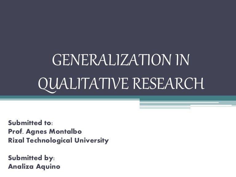Generalization in Qualitative Research