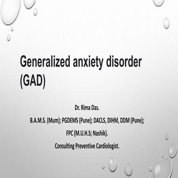 Generalized anxiety disorder (GAD)