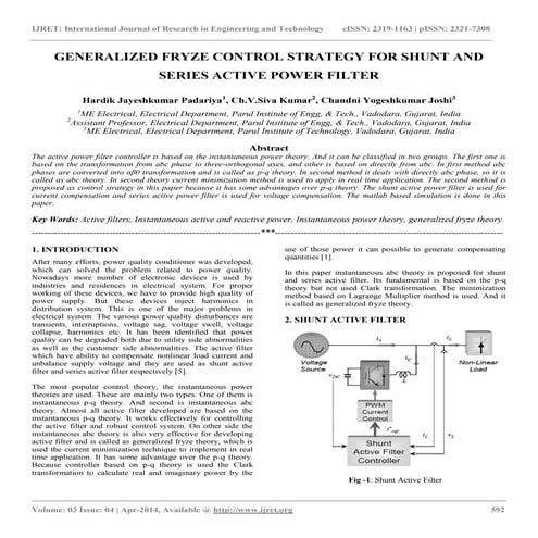 Generalized fryze control strategy for shunt and