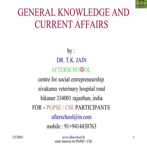 General knowledge and current affairs  