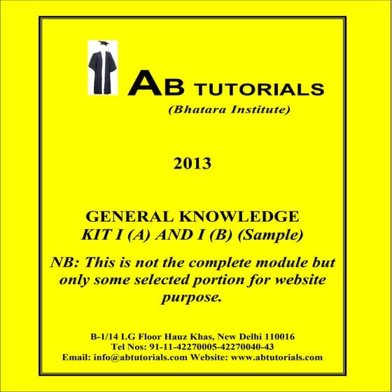 General knowledge for CLAT 2014