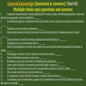 General Knowledge [Questions & Answers] | Part 66 | | PDF