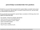 General ledger accountant interview...