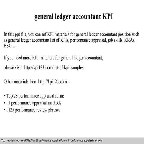 General ledger accountant kpi
