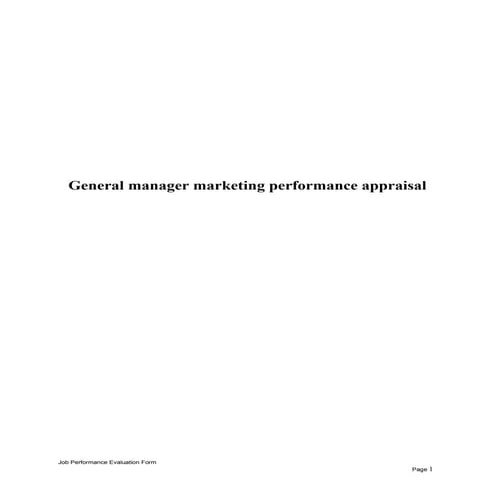 General manager marketing performance appraisal