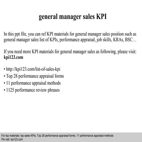 General manager sales kpi