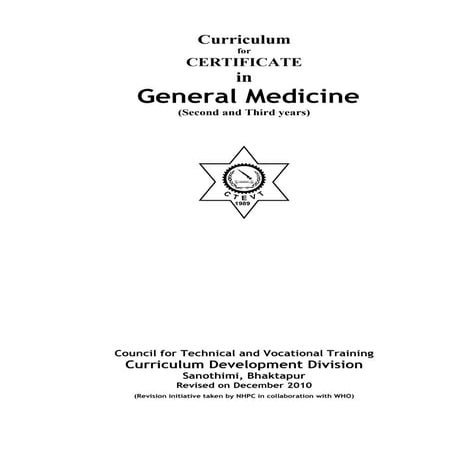 General medicine health assistant syllabus 2010
