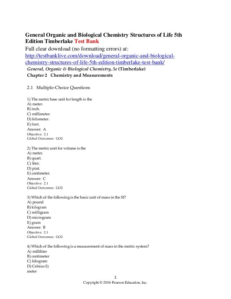 General Anic And Biological Chemistry Structures Of Life 5th Editi