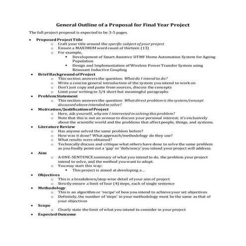 General outline of a proposal for final year project1