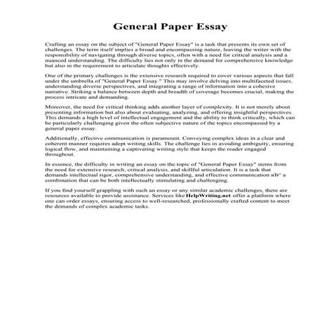 General Paper Essay. Art Center College of Design