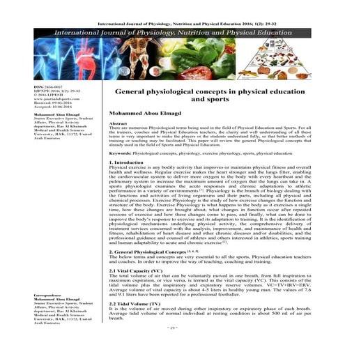 General physiological concepts in physical education and sports. | PDF