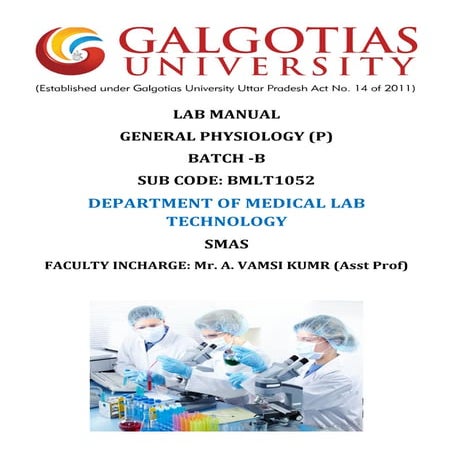 General physiology student lab manual bmlt1052