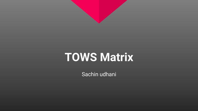 Strategic Management- TOWS Matrix