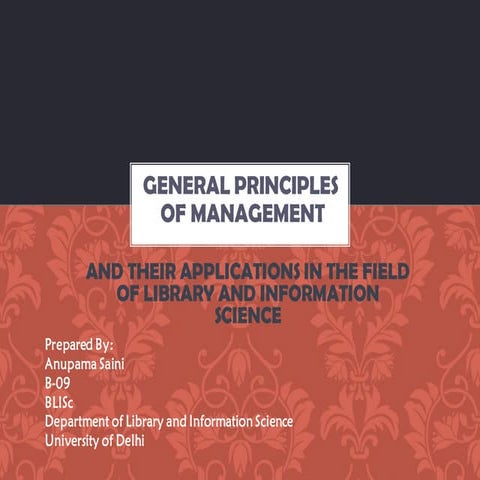 General Principles of Management