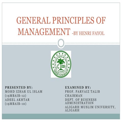 General principles of management