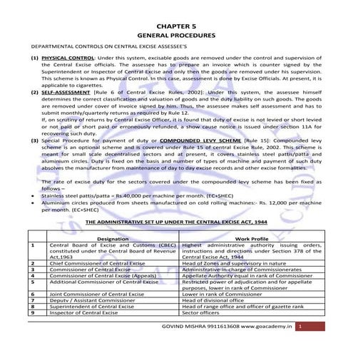 Excise General procedure ICSI Professional