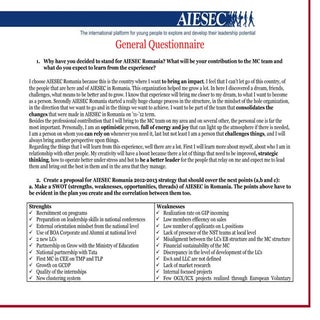 General questionnaire