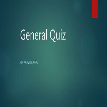General Quiz Prelims - 7th April'16
