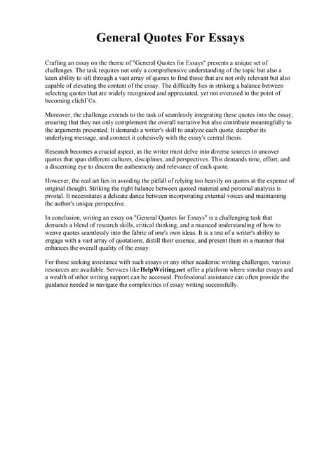 Good Quotes For Essay Writing | PDF | Books and Literature