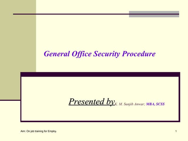 General Security Order For Office or Facilities