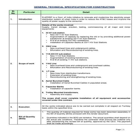 General technical specification for construction