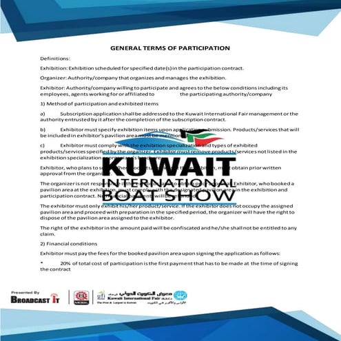 General terms of participation of Kuwait international Boat show