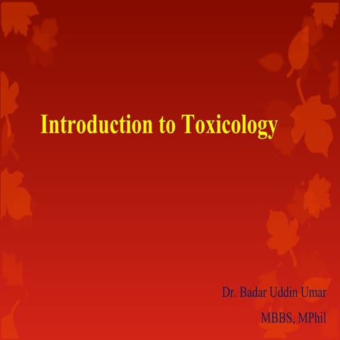 Introduction to General toxicology