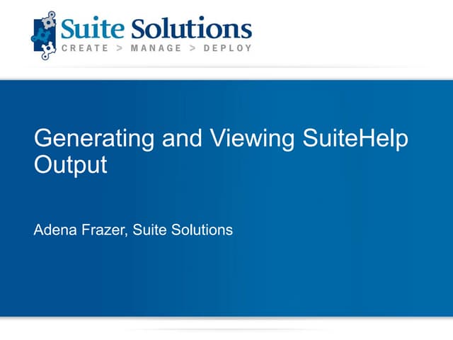 Suite Labs: Generating SuiteHelp Output