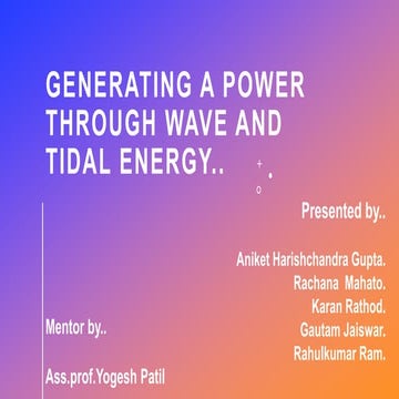 Tidal and Wave Energy.pptx renewable energy | PPTX