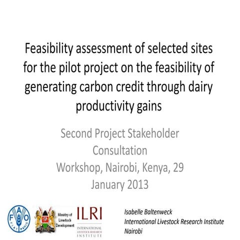 Feasibility assessment of selected sites for the pilot project on the feasibi...
