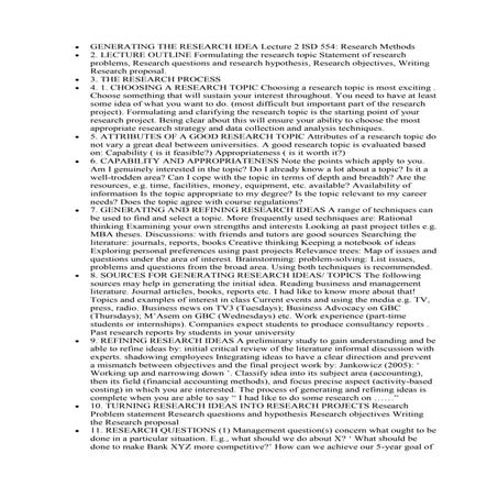 Generating the research idea lecture 2 isd 554