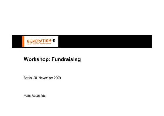 Generation D Workshop Fundraising