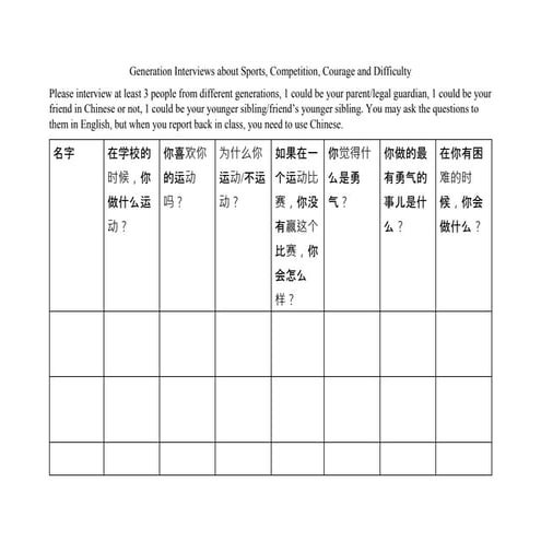Generation Interviews about Sports Competition Courage and Difficulty.docx