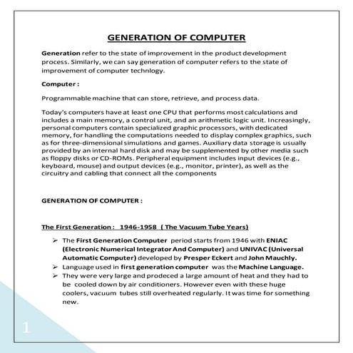 Generation of computer | PDF